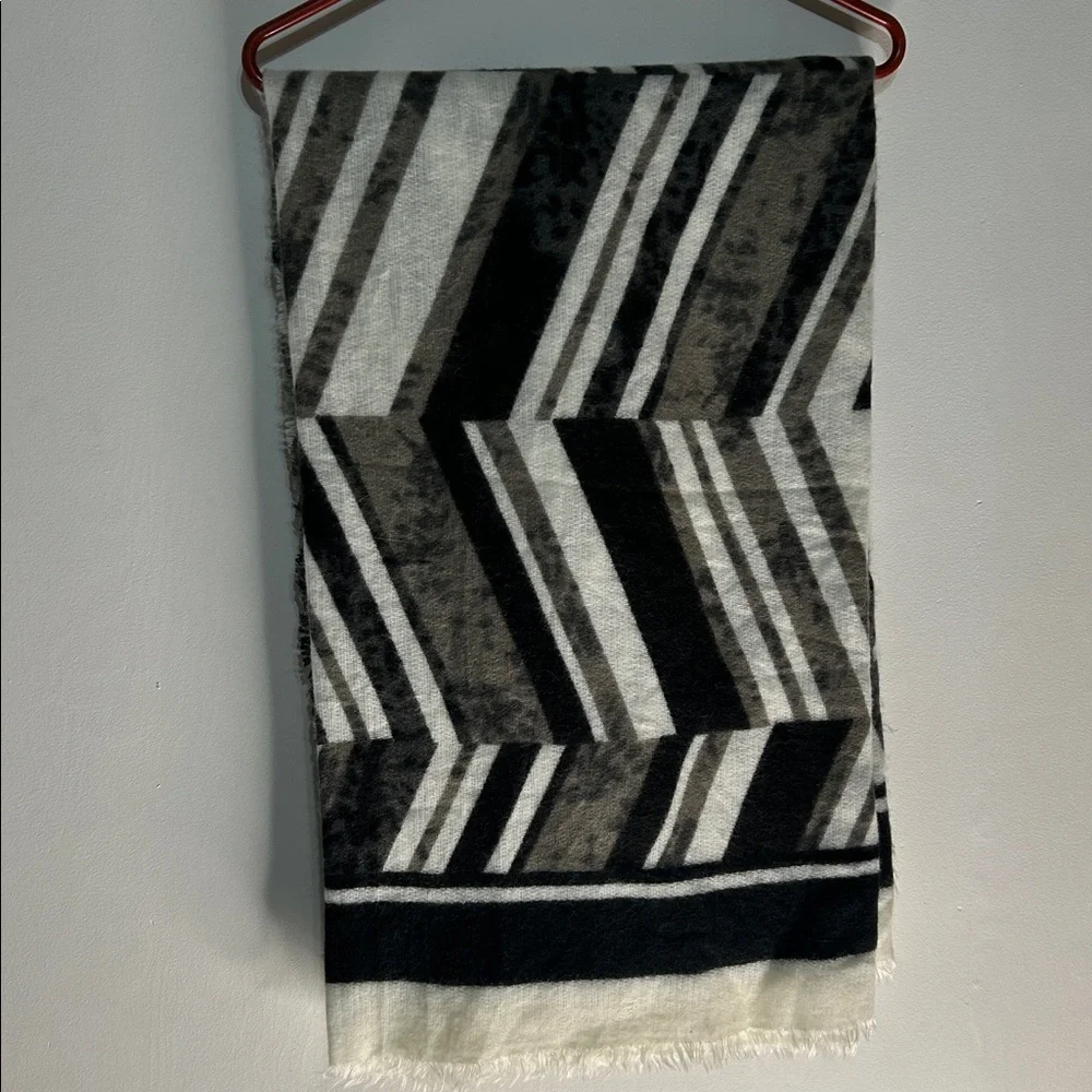 Melrose and Market soft fleece large scarf black, white, grey